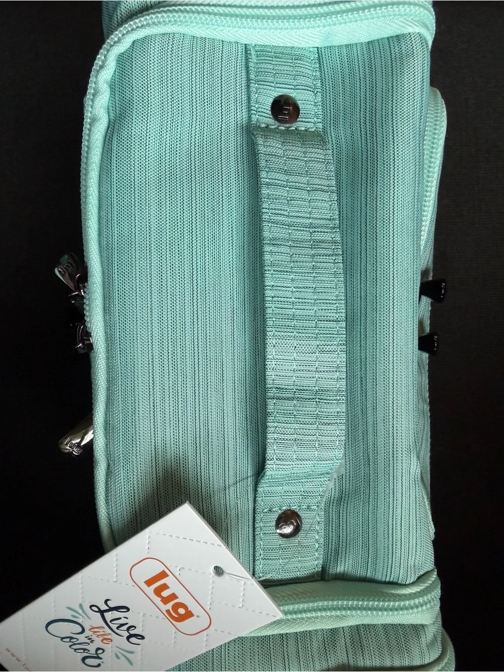 Lug Trolley Medium 2 Cosmetic Case – Brushed Aquamarine Blue Flamingo Foliage
